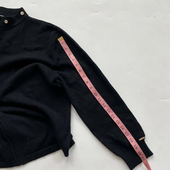 St. John Sport Black 100% Cashmere Zipper Sweater Gold Buttons XL - Picture 9 of 10